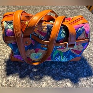 Vera Bradley Jazzy Blooms Orange Caroline satchel/matching wallet - Gently used.